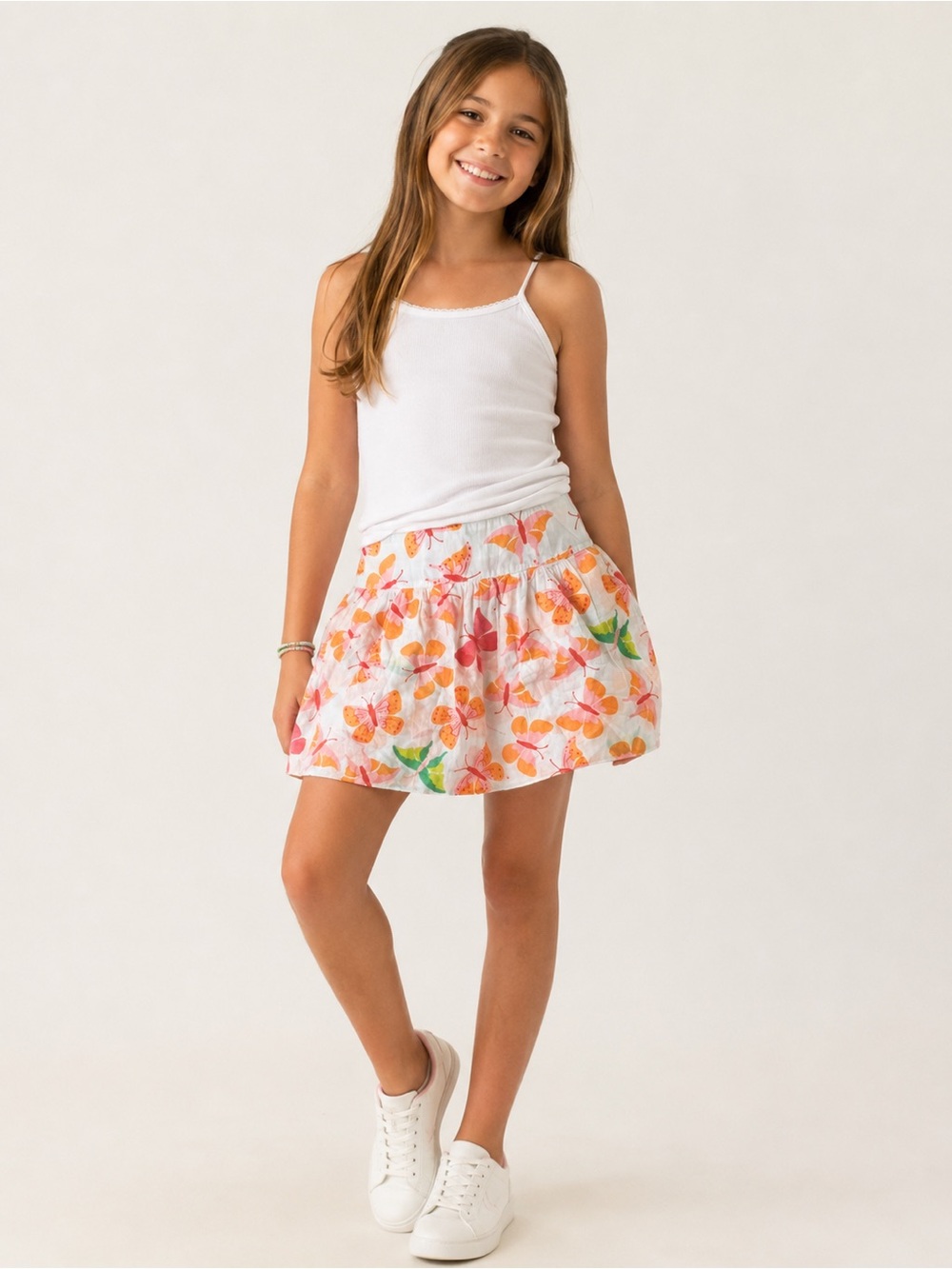 Vintage Lilly Pulitzer Girls White Skort with‎ Pink Orange Butterflies size 10